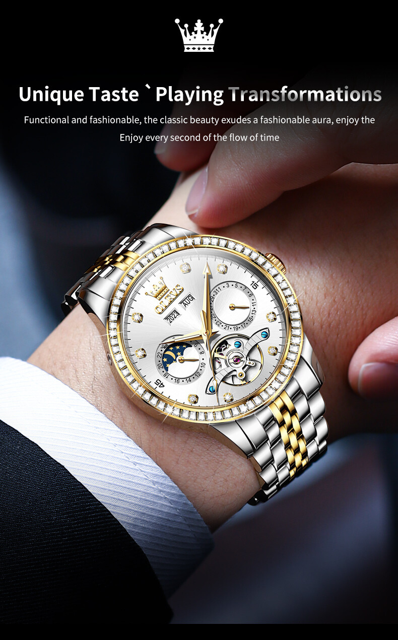 OLEVS Automatic Mechanical Waterproof Luminous Watch Date Men’s Wristwatch