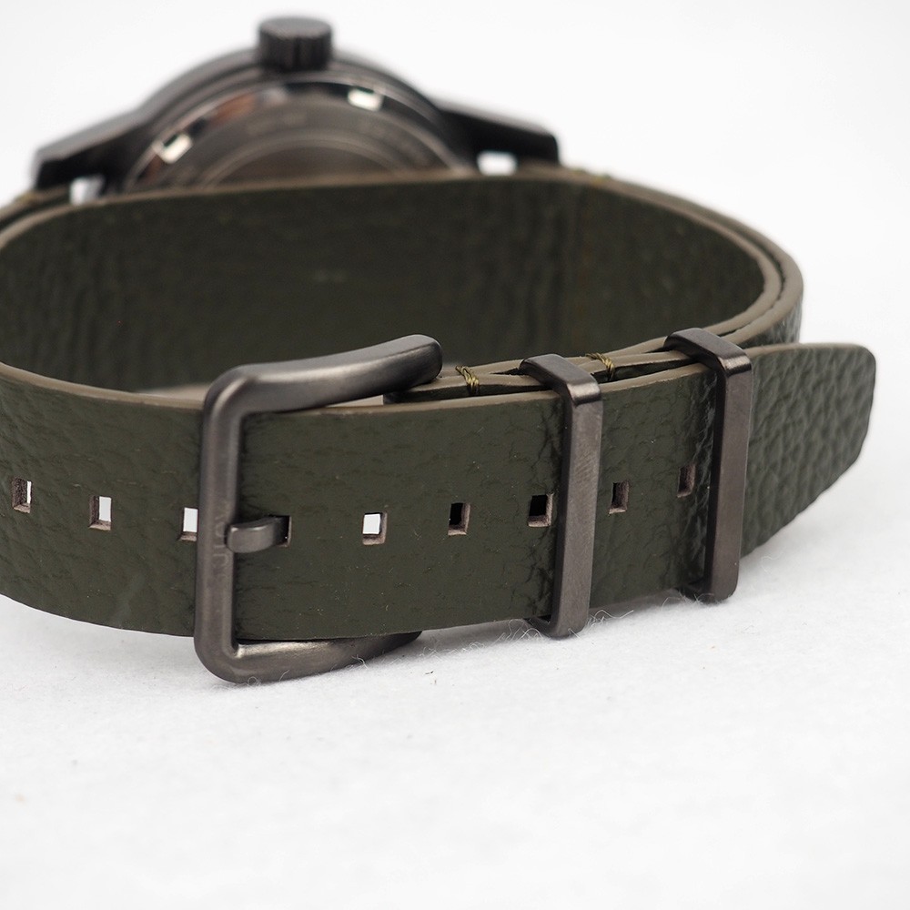 Bulova Hack 98A255 Automatic Military Black Dial Leather Men’s Watch 38MM