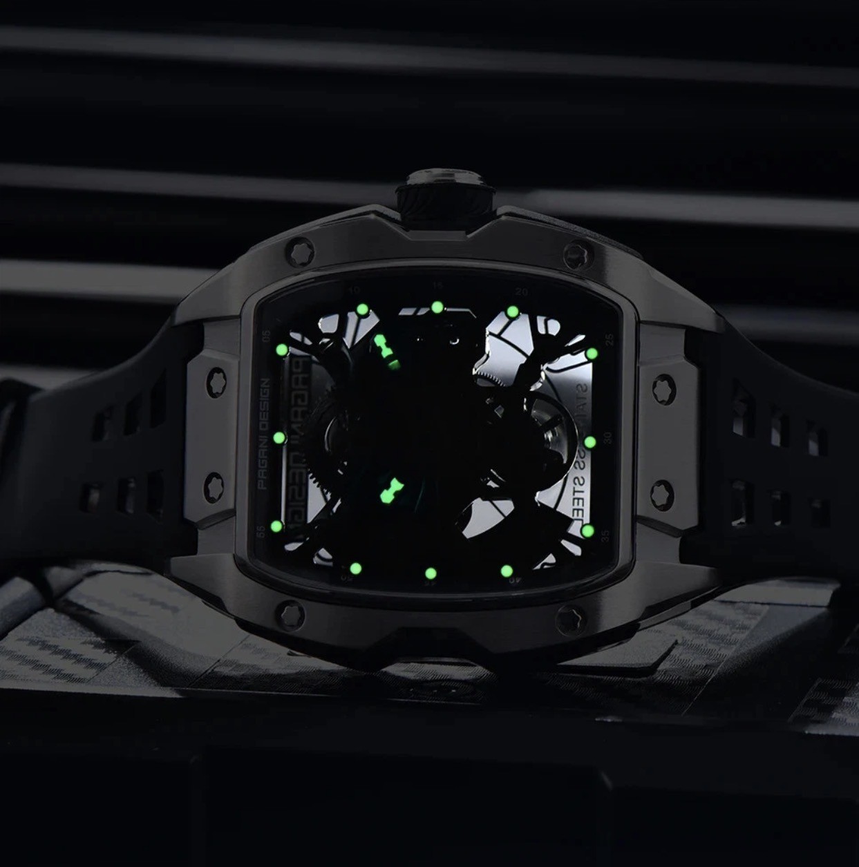 PAGANI DESIGN 42MM PD-YS018 Skeleton Dial Mechanical Watch 50M Waterproof