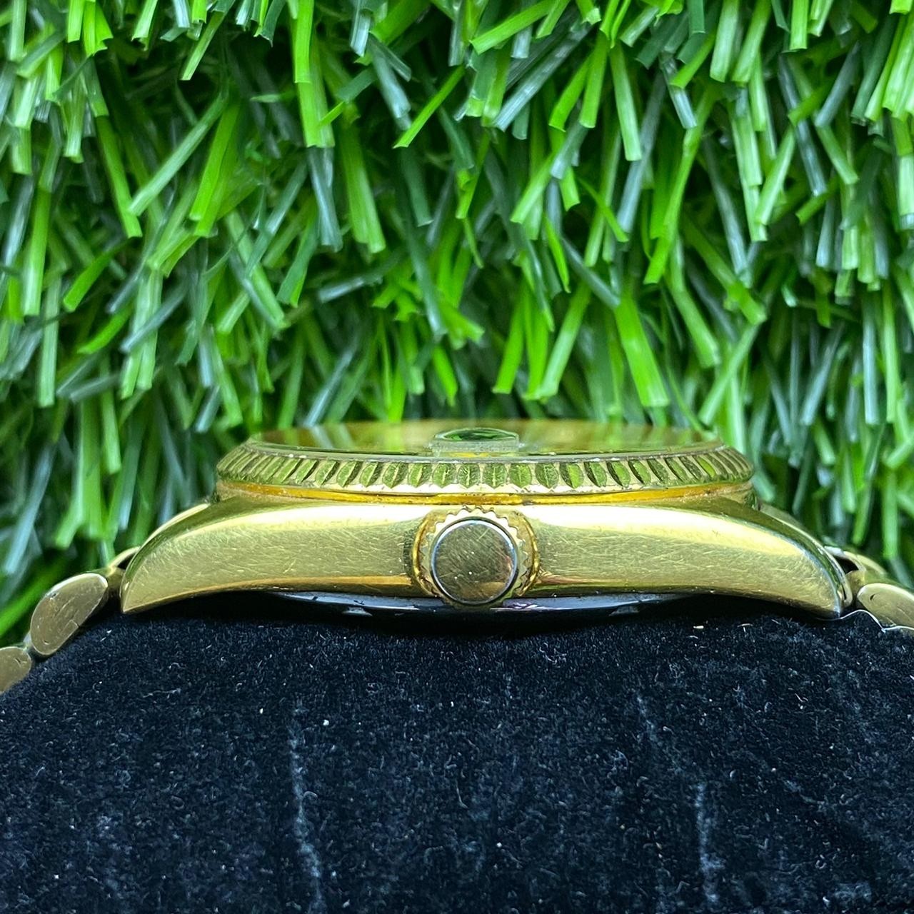 Rare Orient President Automatic Gold Dial Day Date Baton Index Vintage Watch Men