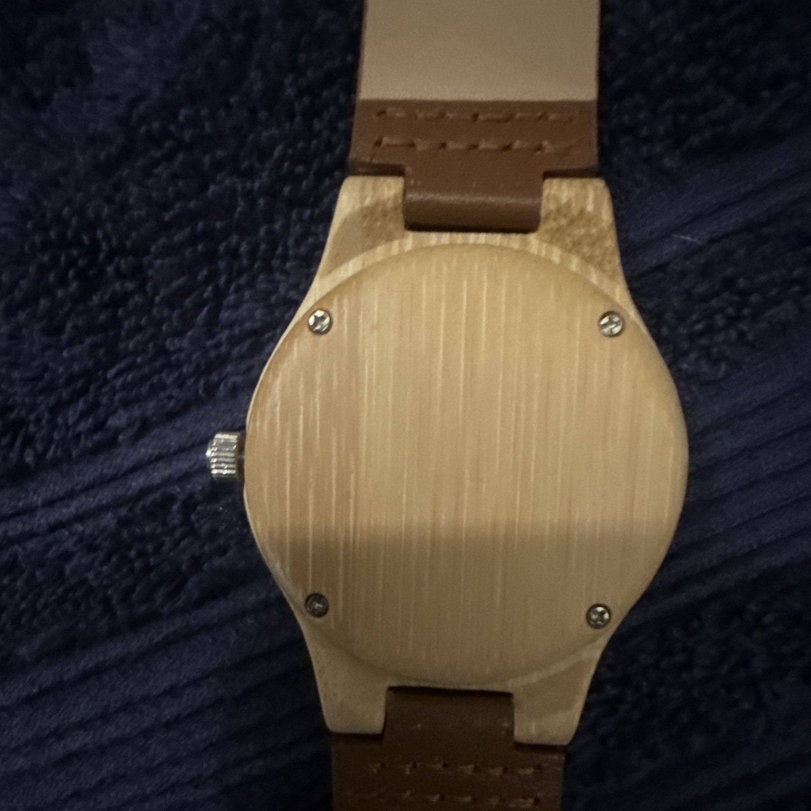 TruWood Analog Wooden Beige Dial Stick Index Brown Leather Strap Watch