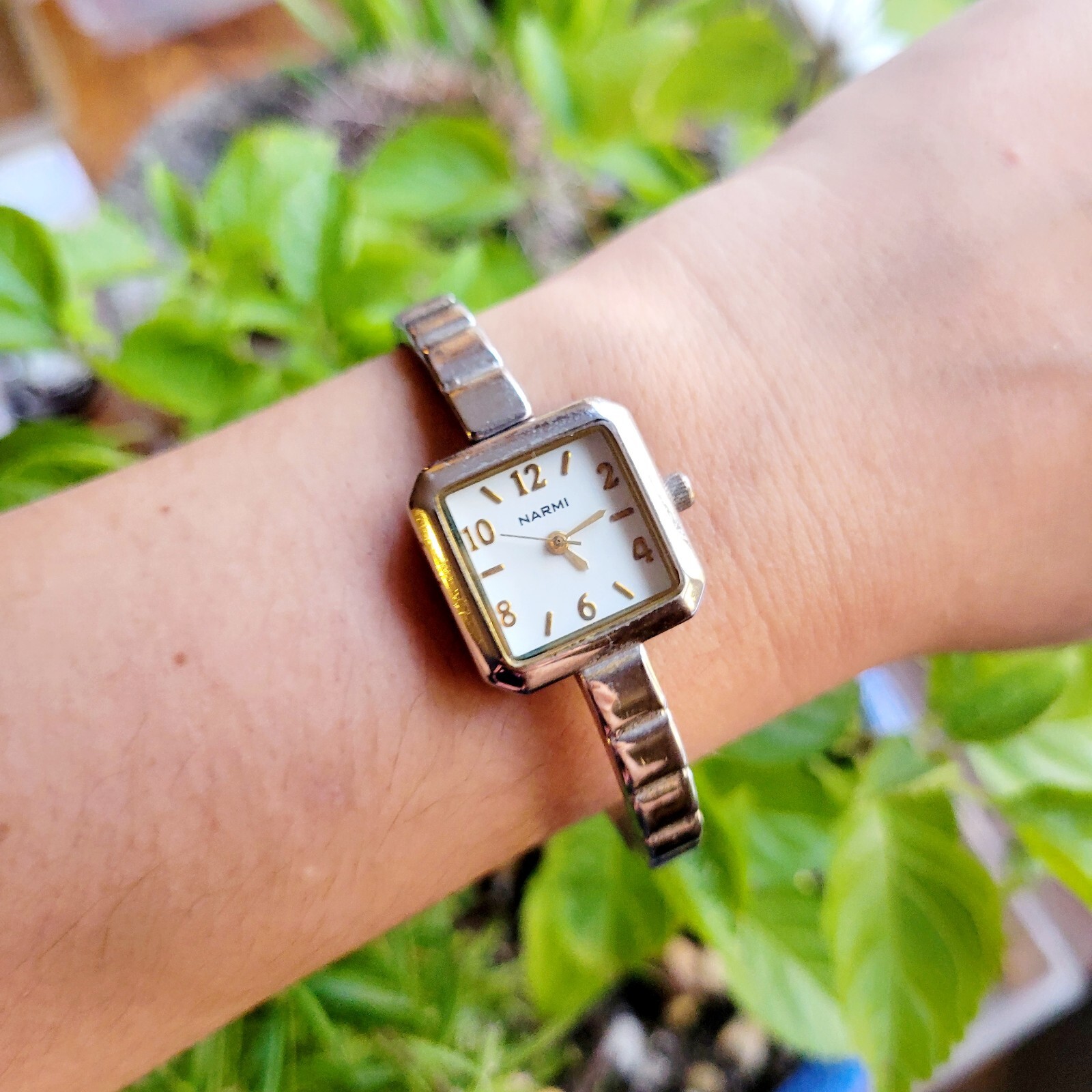 Classic Narmi Classic Silver & Gold Womens Womans Square Watch