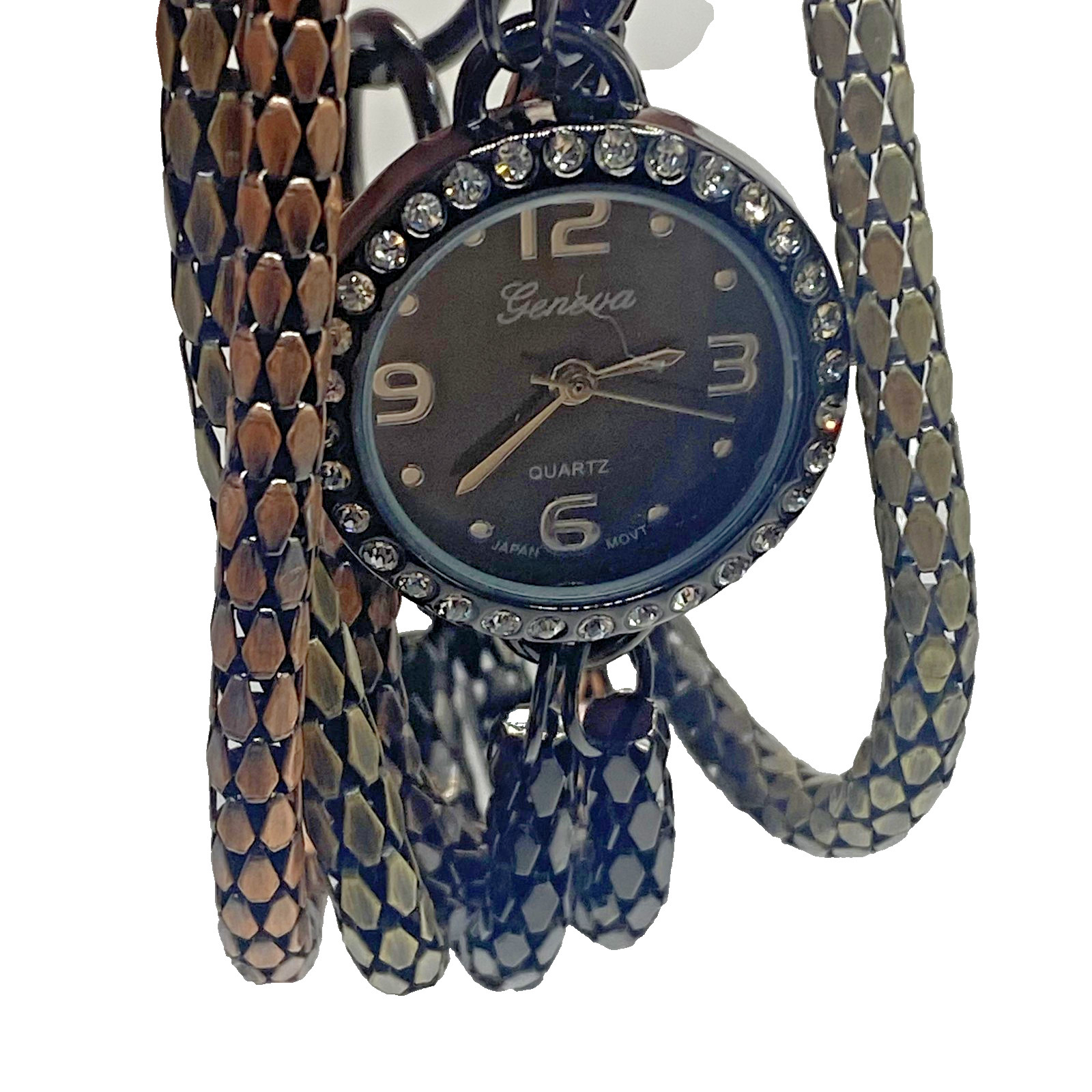 Geneva Womens Multicolor Bracelet Watch Black Dial Quartz 25mm 2156 Crystal