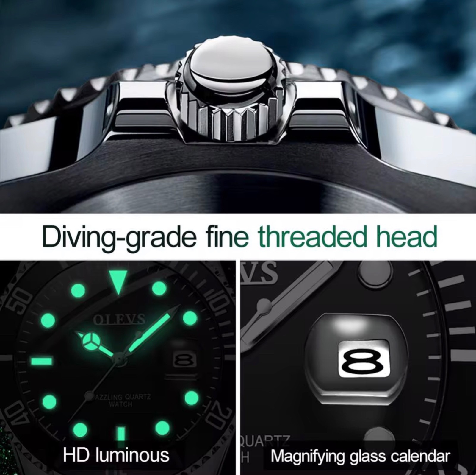 Olevs mens watch quartz Date window waterproof great Gift Idea
