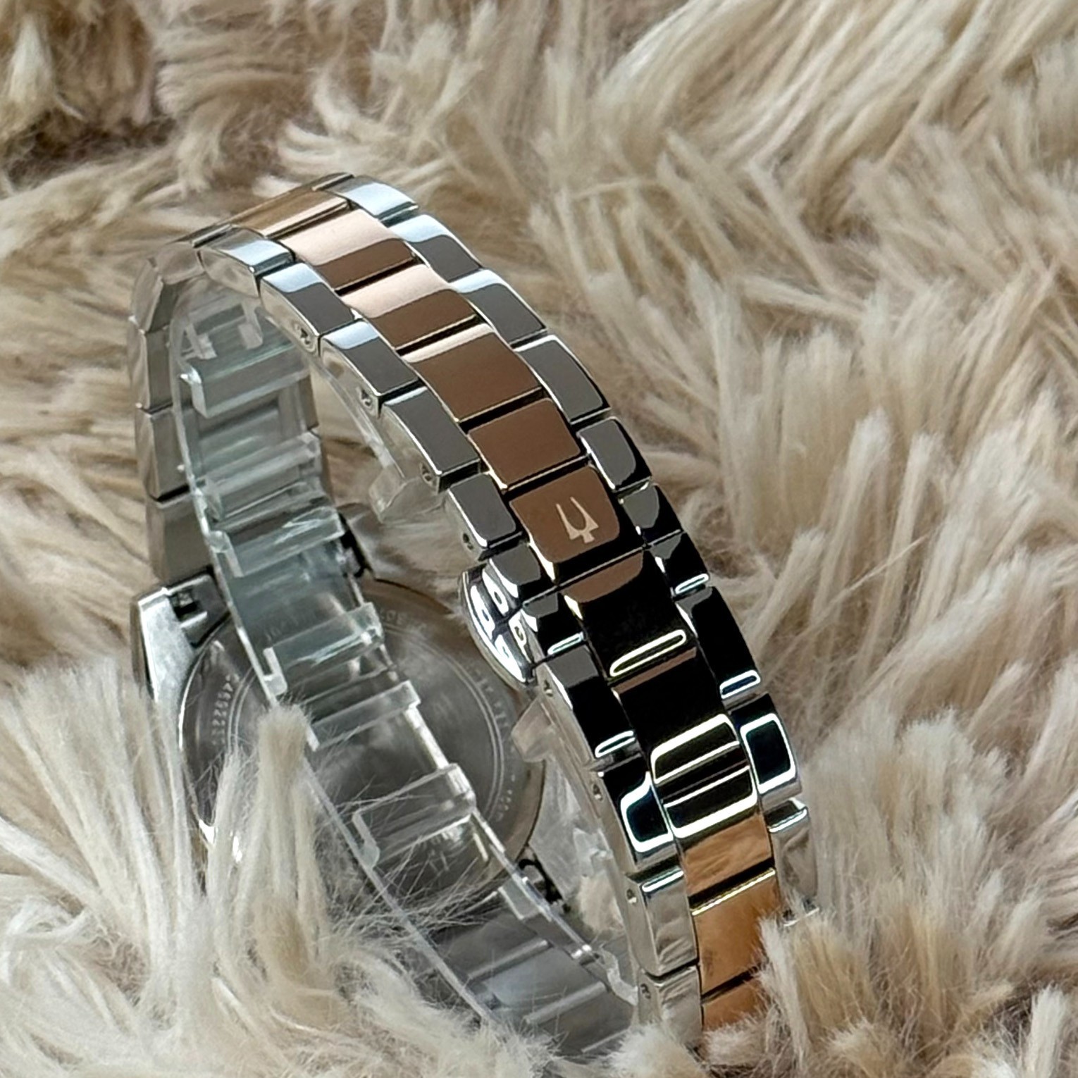 Bulova Surveyor Mother of Pearl White Dial Rose Gold Strap Women’s Watch 98P207