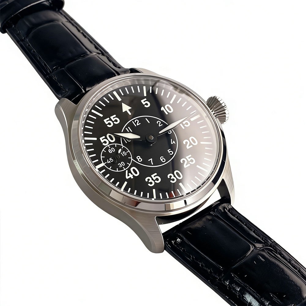 Tandorio New Sapphire Glass 42mm 6497 Hand-Wind Men Watches Black Dress Watch