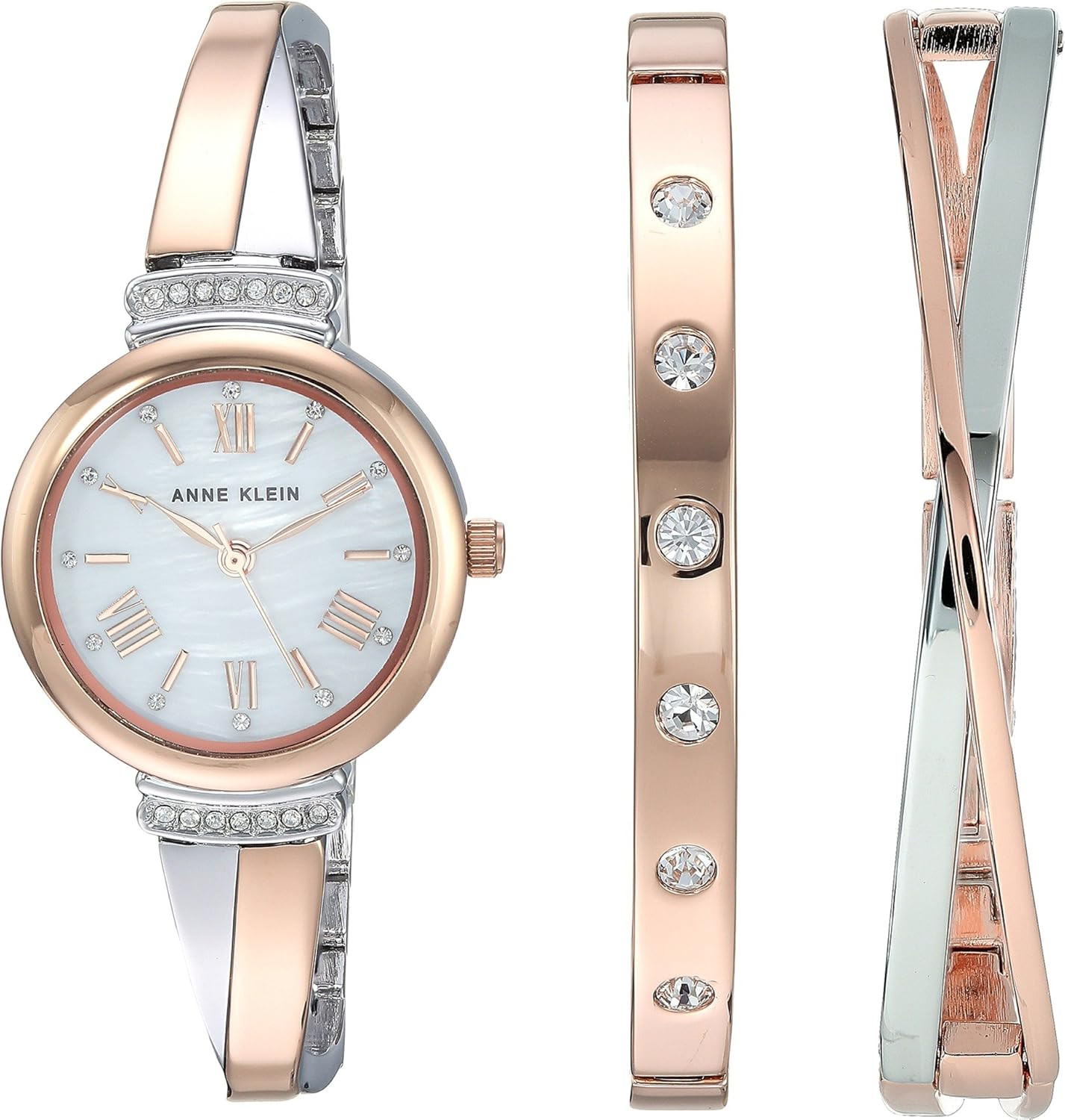 Women’S Premium Crystal Accented Bangle Watch Set, AK/2245
