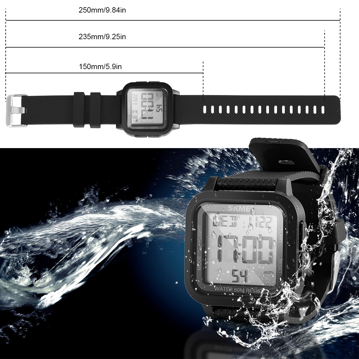 Men Waterproof Digital Sports Watch Military Tactical LED Backlight Wristwatch