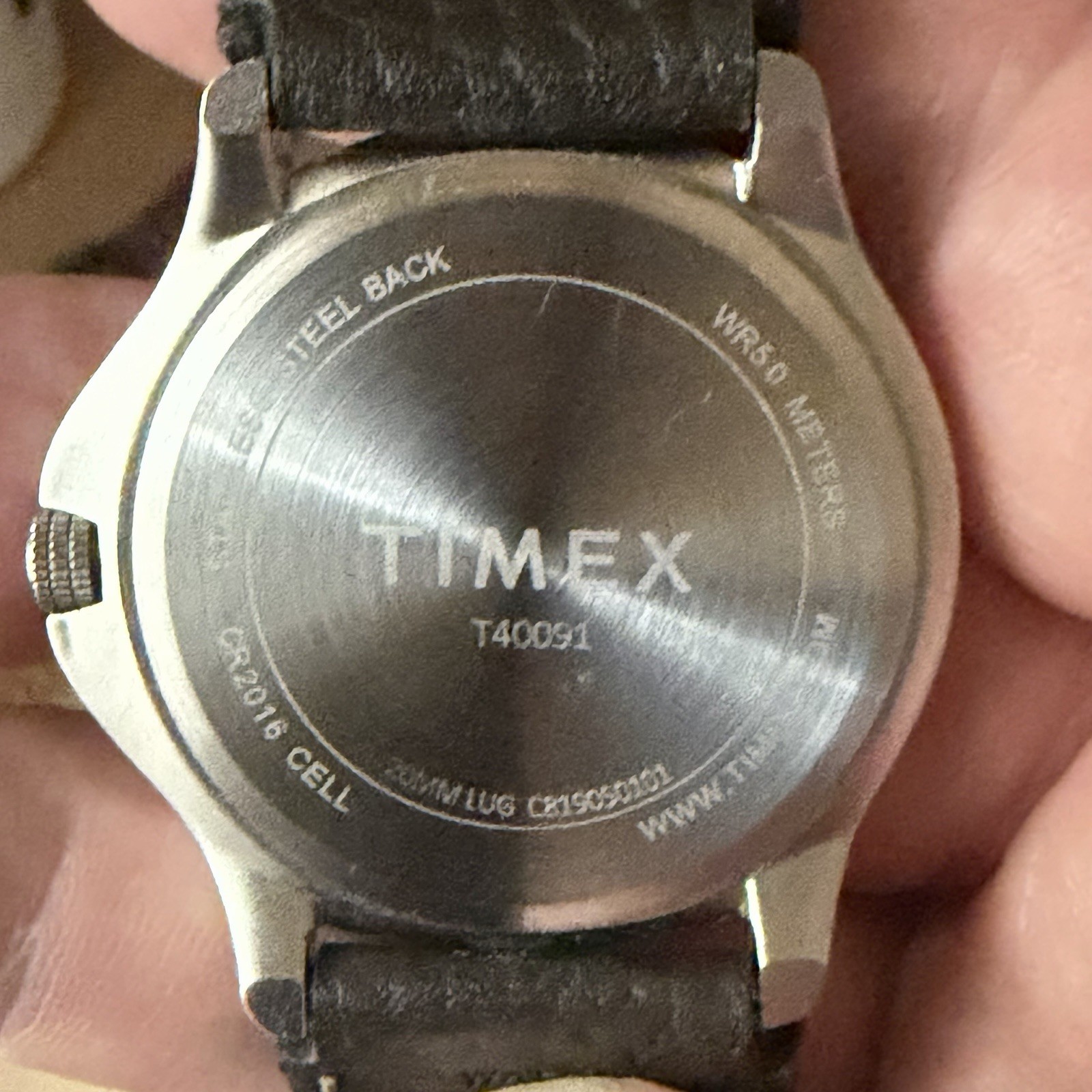Timex Expedition Quartz Watch Indiglo Date Gray Dial Arabic Black Leather
