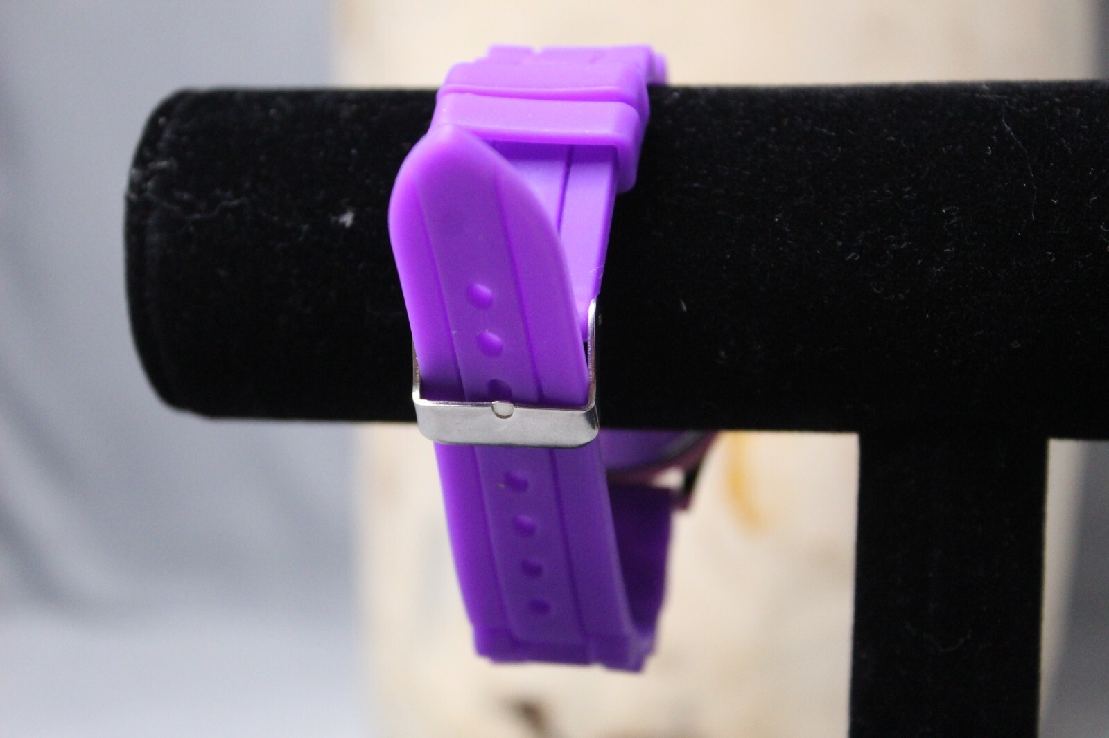 Ladies Chuns Round Rose Gold Tone Purple Poly Band Sparkly Analog Watch