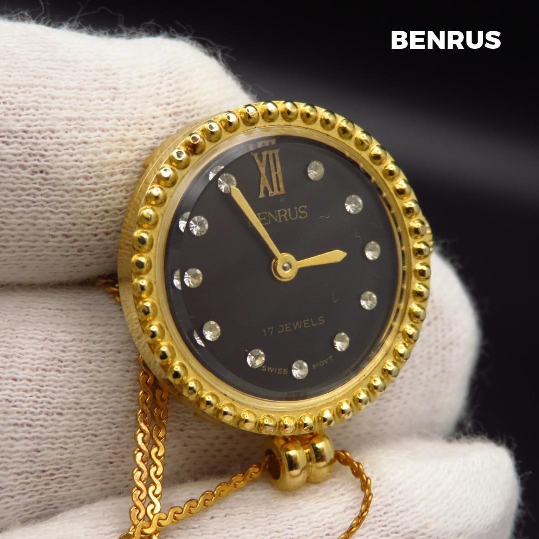 BENRUS Hand Wound Pendant Watch 17JEWELS Vintage