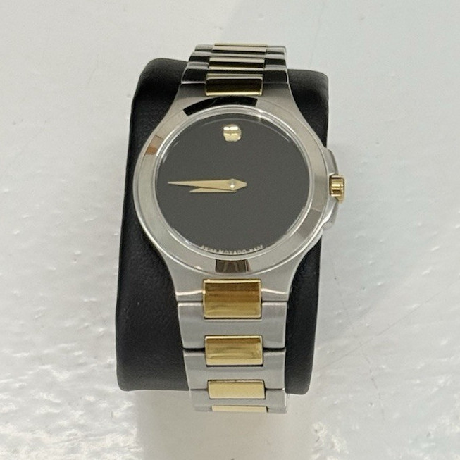 Movado Museum Women’s Two-Tone SS Bracelet Black Dial Quartz Watch w/ Box