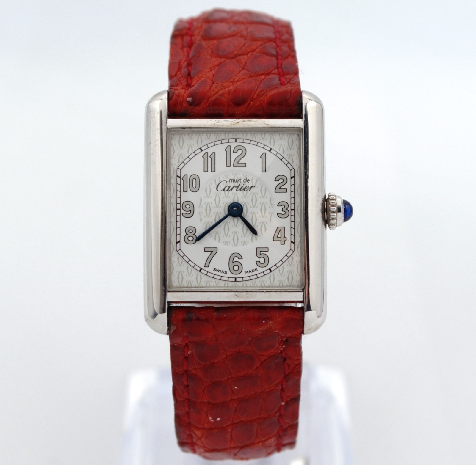 Must de Cartier Tank Solid .925 Rhodium Plated Quartz Watch 22x29mm All Original
