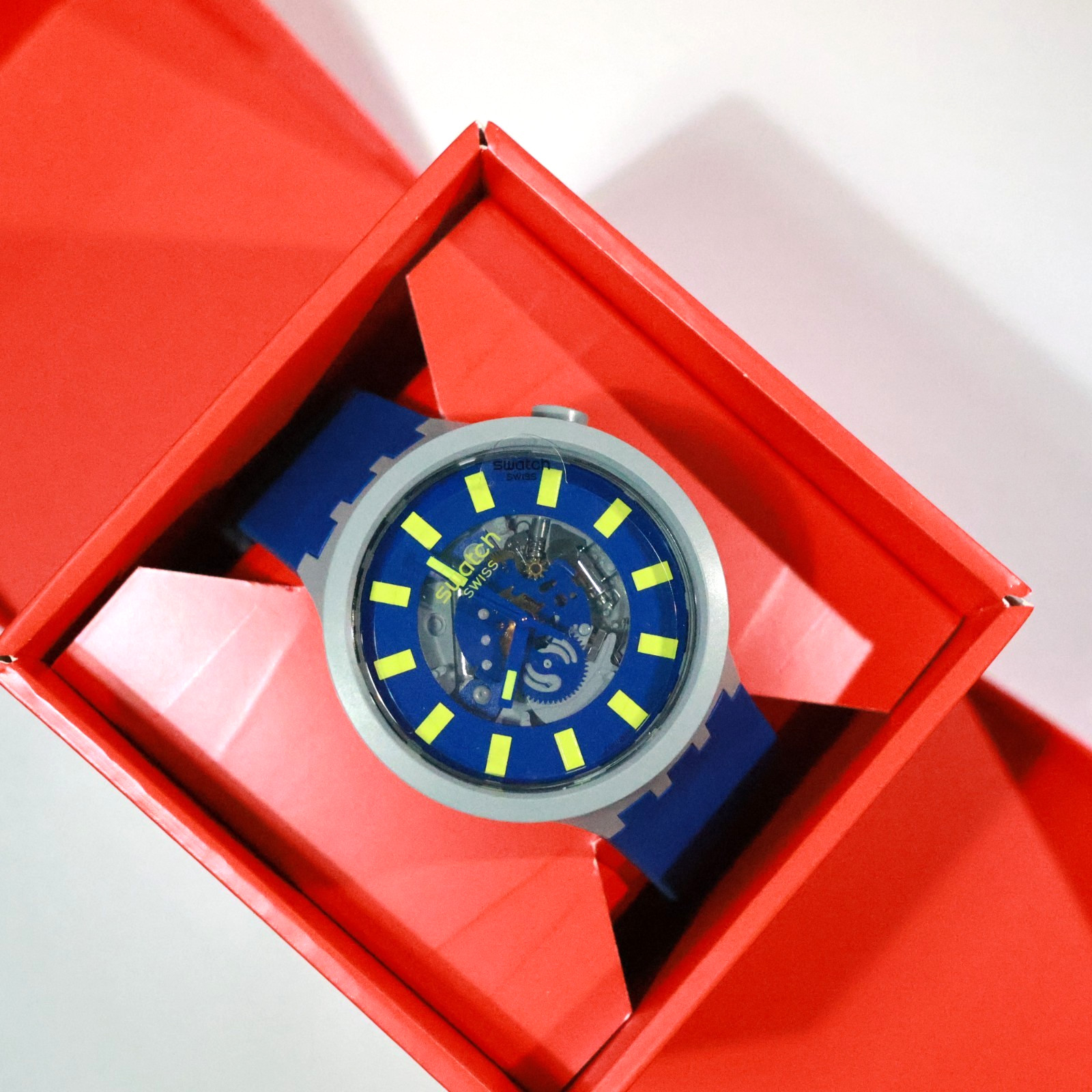 New Swiss Made LIMY SB03M103 Navy Gray Bolt Quartz Big Bold 47MM BIOCERAMIC NEW