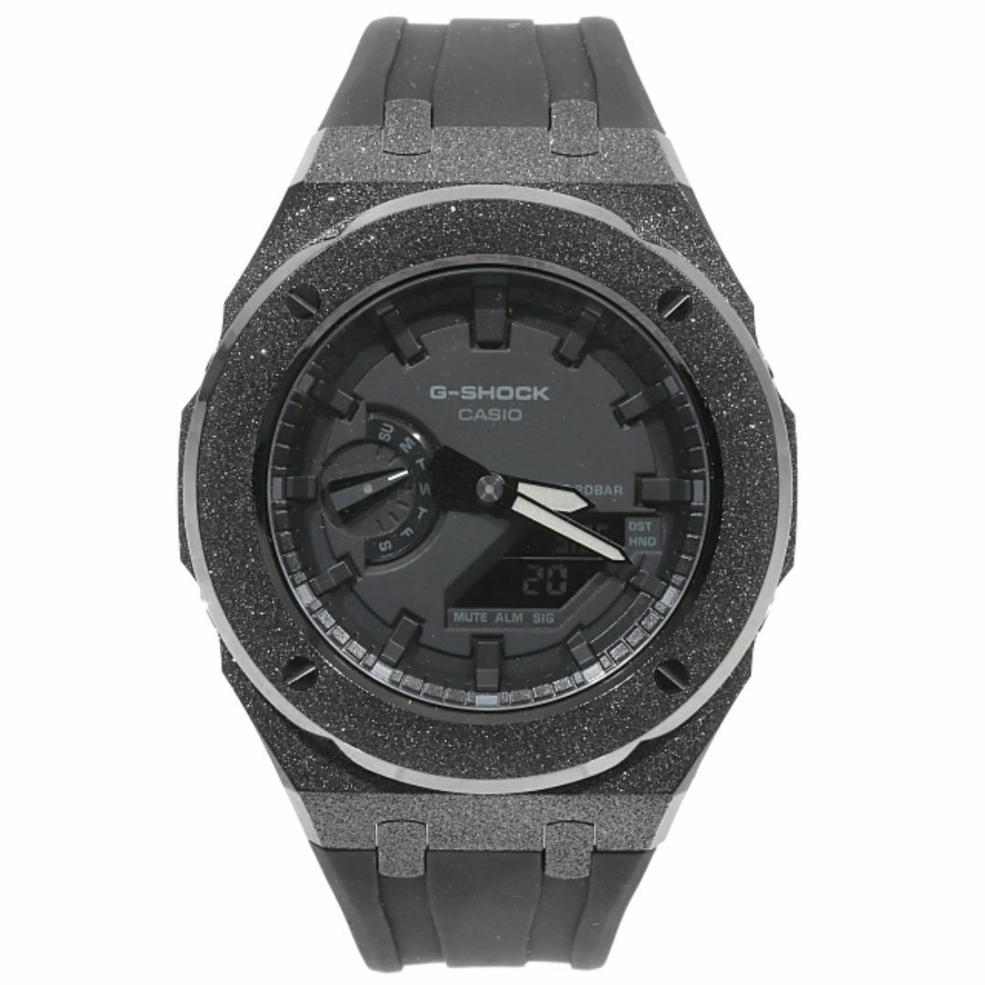 G-Shock GA2100 Frosted Custom Blackout Rubber Band Casioak Black Belt BLACKOUT G