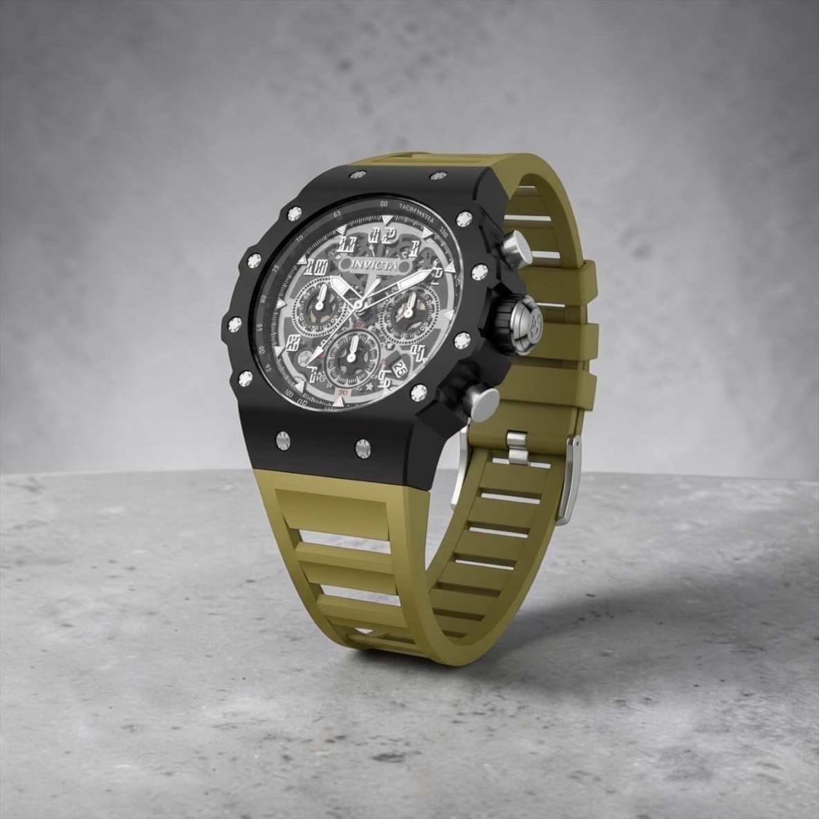 Invicta Racing Vaulthan Men’s Watch 44mm Olive Green Chronograph 69671 New