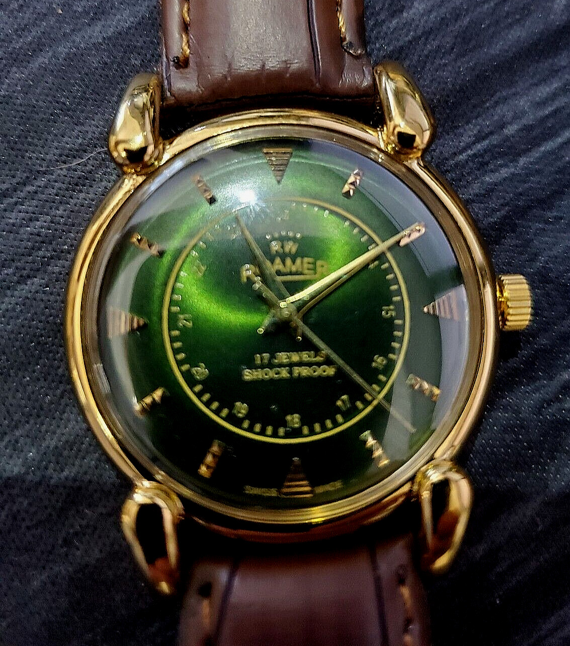 RARE Roamer Shock Proof Manual Wind Swiss Watch Restored Serviced GLD-GRN-BRW