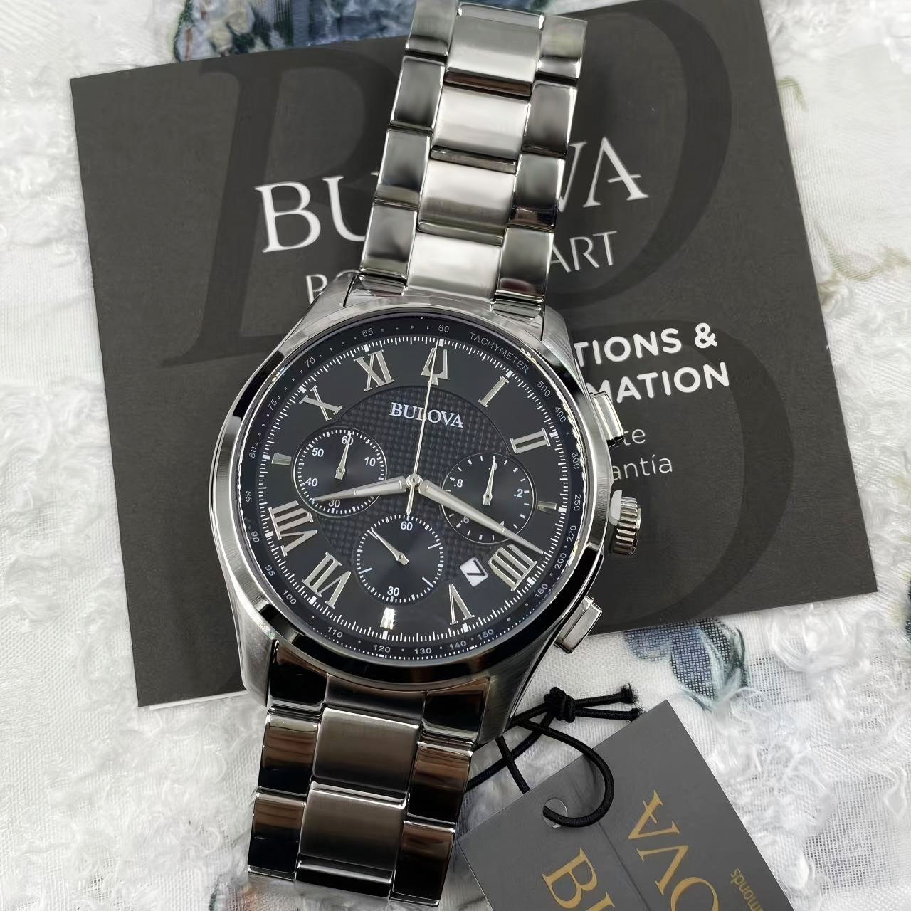 Bulova 96B288 Men’s Wilton Watch Black Dial Men’s Quartz Chronograph Watch 46 mm