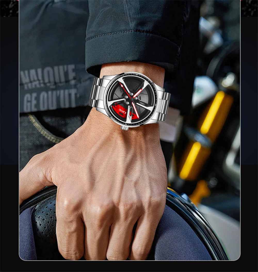 LIGE Men Watch Full Steel Rotating Wheel Wristwatch Fashion Male Business Watch