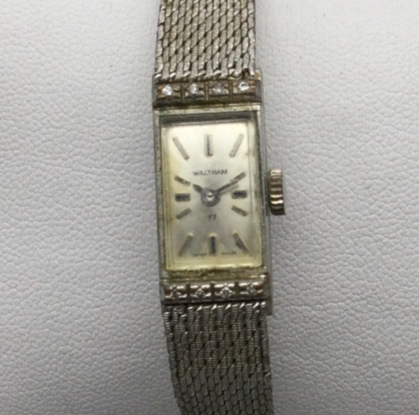 Vintage Waltham Tank Watch 10mm Women Silver Tone Manual Wind NO BAND LATCH