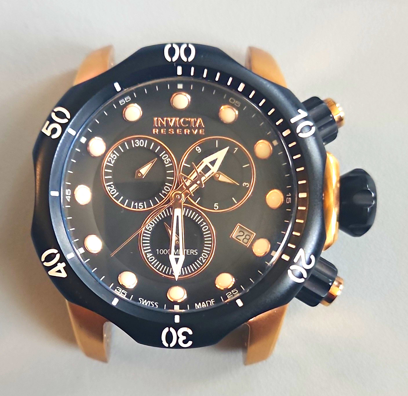 Invicta Reserve Men’s Diver Chronograph Date 1000m 58mm Black Dial Gold
