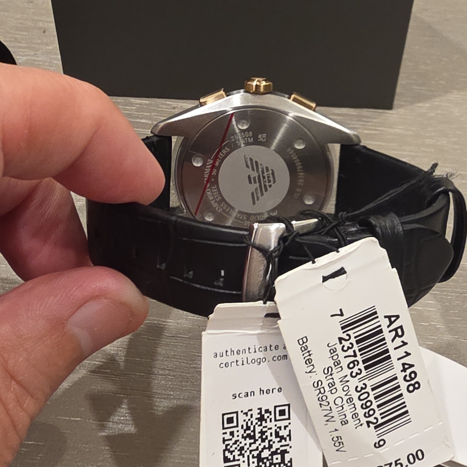 Emporio Armani Men’s Silver Dial Tachymeter Chronograph Date Quartz Watch 43mm