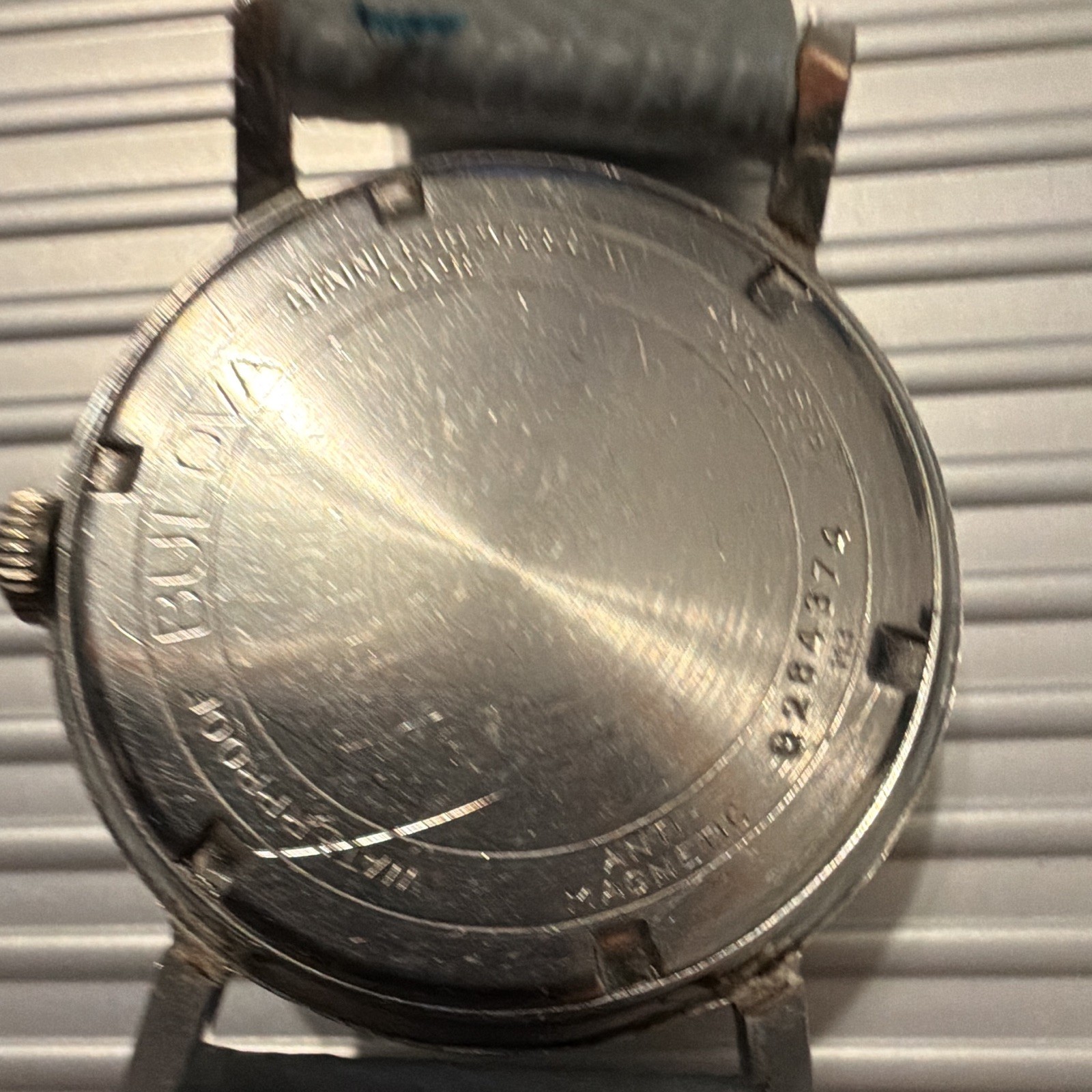 Bulova Vintage 1963 23 Jewel Manual Wind Watch Gray Dial Black Leather 32-36mm