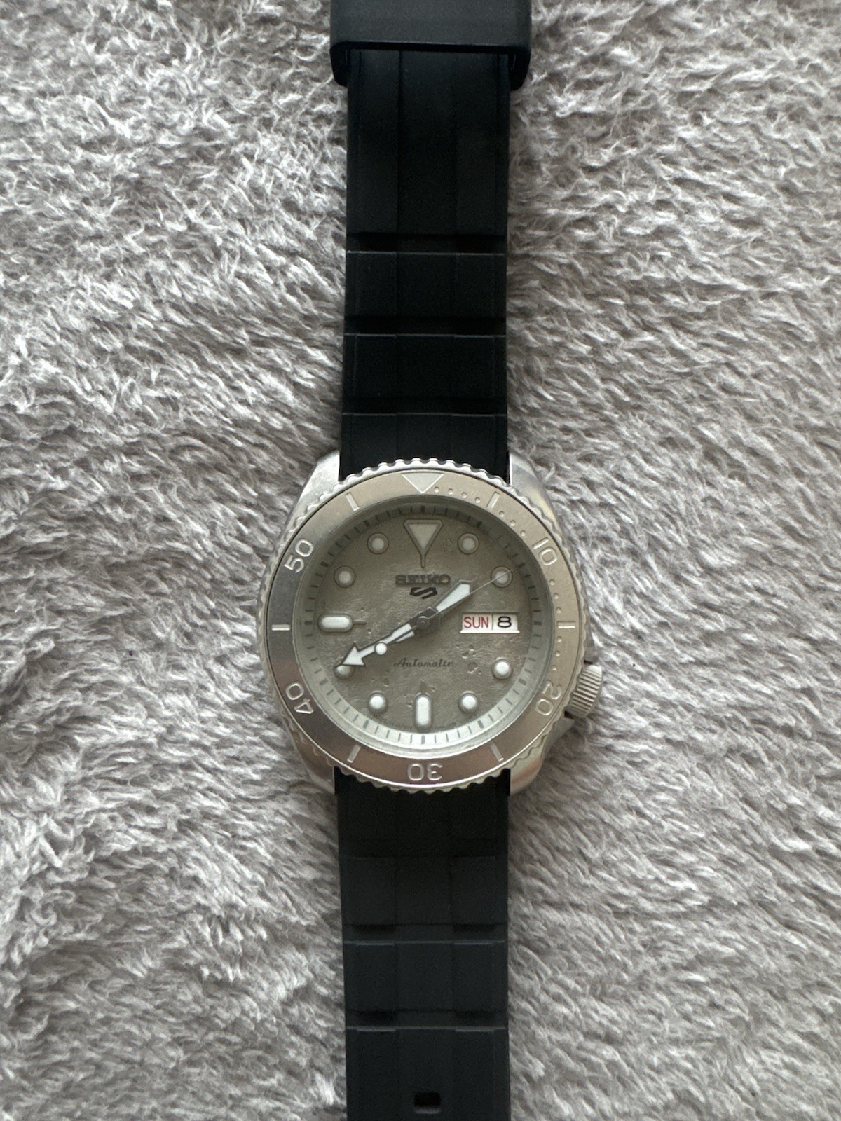 Seiko 5 Sports Automatic Gray Dial Day/Date 100m Watch Rubber/Steel Bands