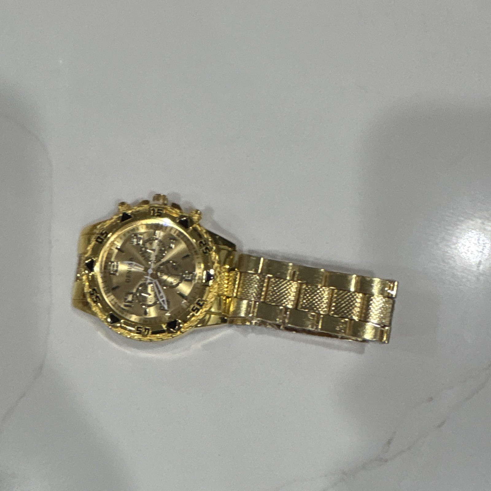 GUESS Women’s Quartz Chronograph Date Gold-Tone Bracelet Watch 38mm 50m
