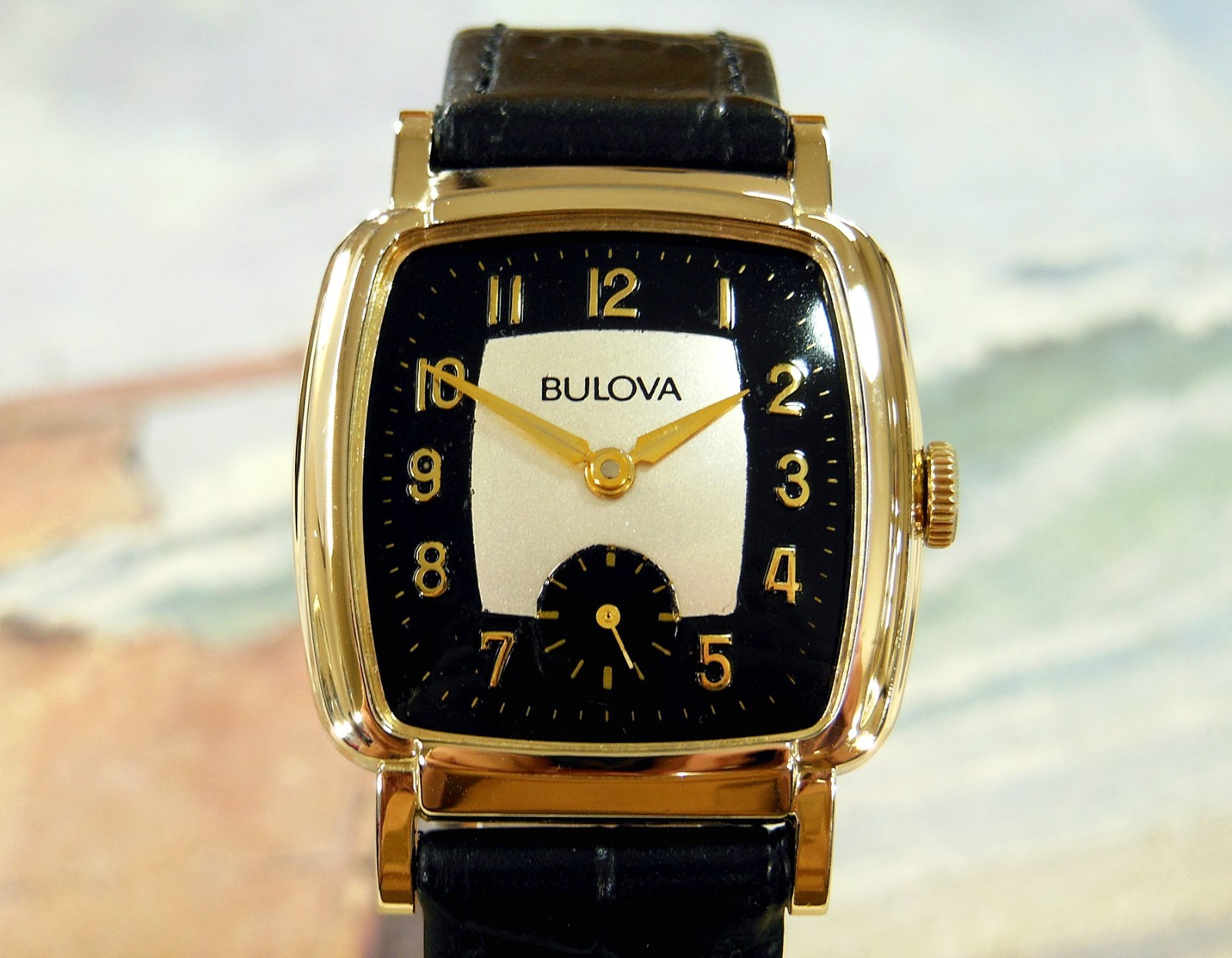 1961 Vintage BULOVA, Stunning BLACK SILVER Dial, Serviced & Warranty