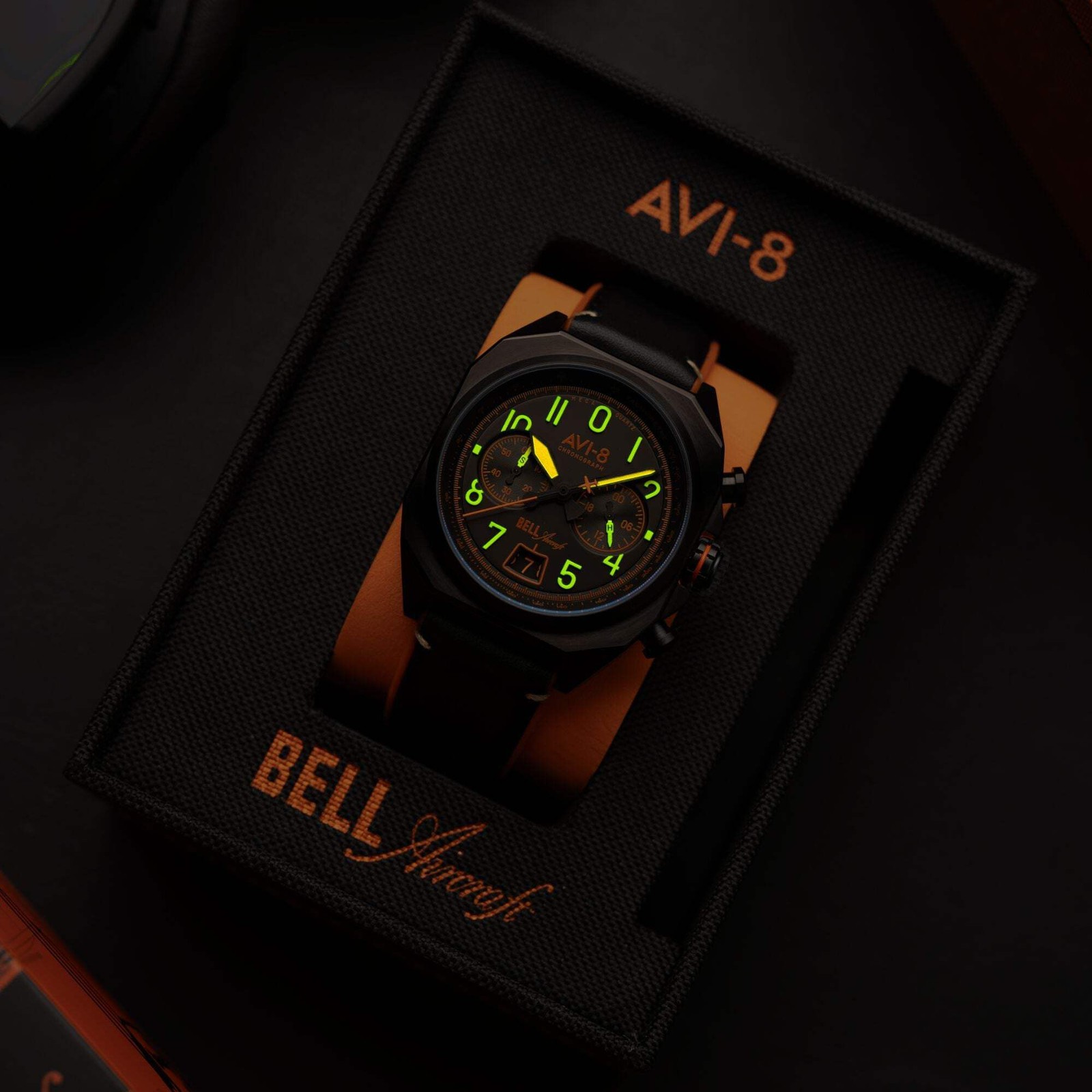 BELL X-1 MACHBUSTER CHRONOGRAPH Black / Leather | Black Dial Wristwatch AV-4118-