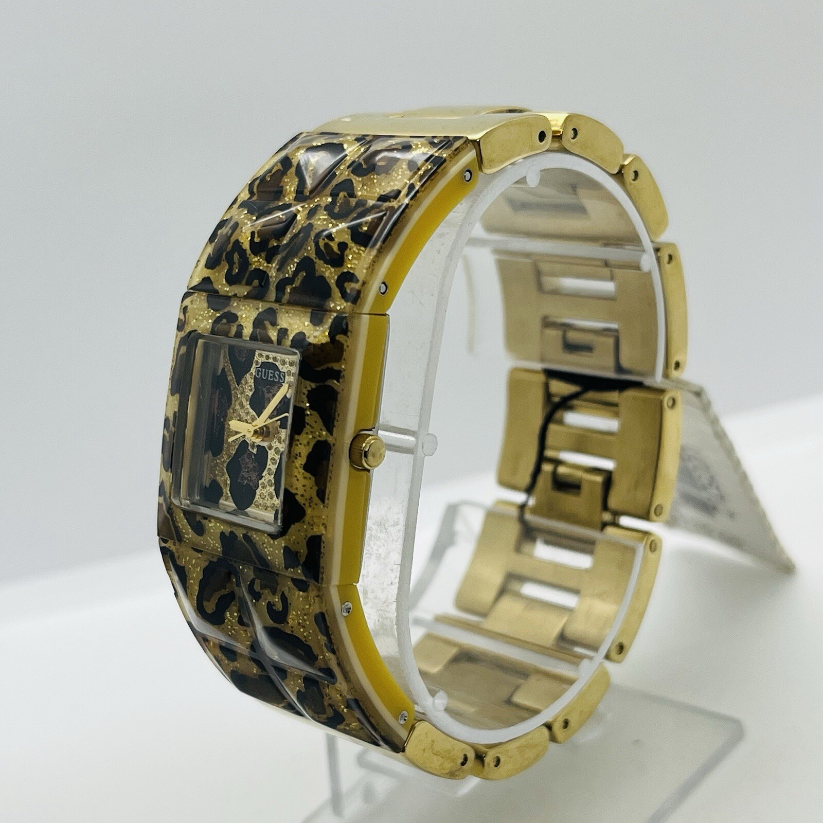 GUESS Animal Print Women’s Gold Polycarbonate Steel Band 22mm Watch U0052L2