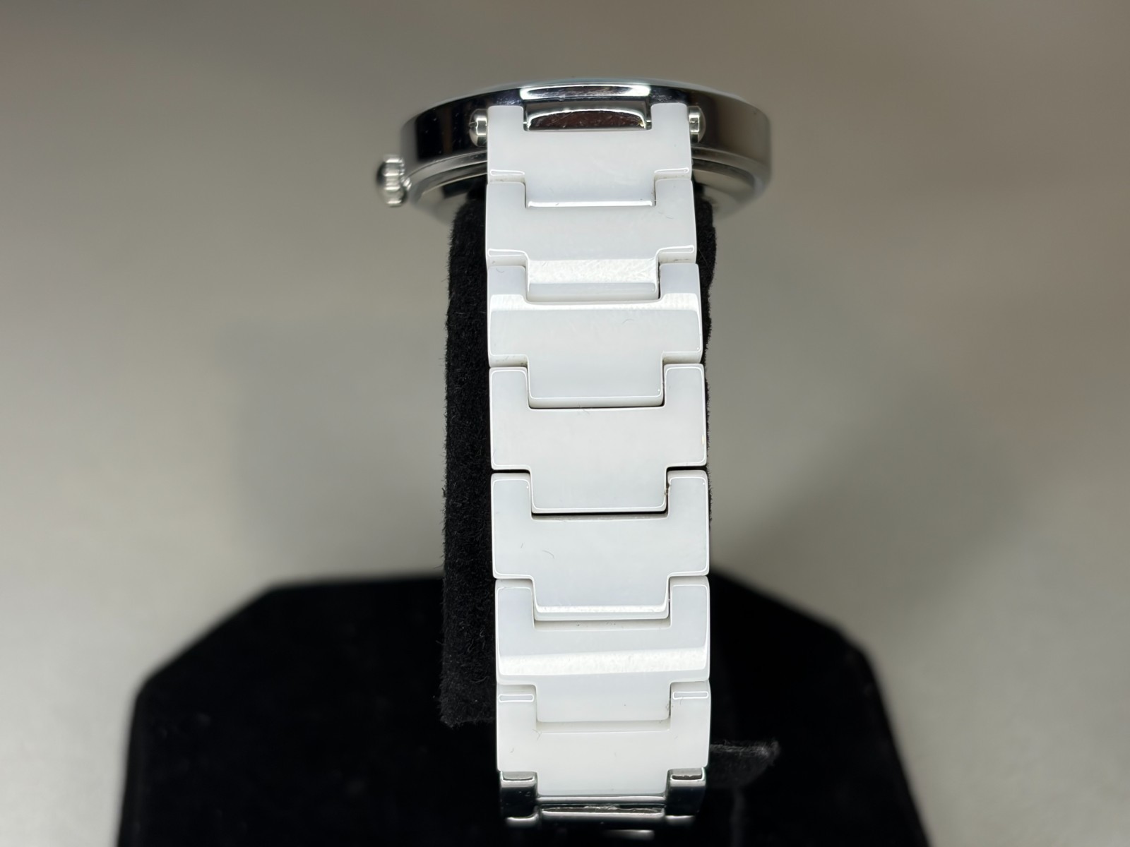 Anne Klein Womens AK/1019WTWT Diamond-Accented Watch with Ceramic Bracelet
