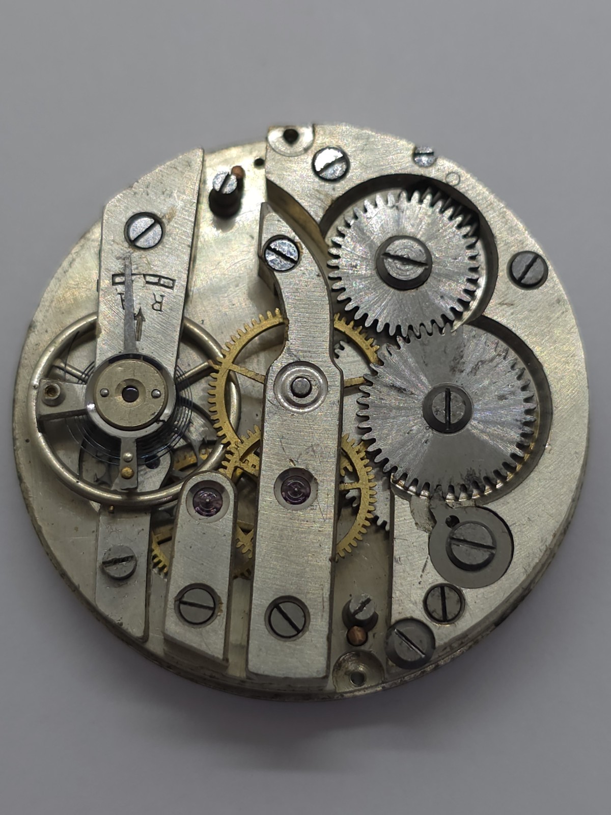 Vintage Trib Pocket Watch Movement Cylinder Sub Second Military Hands For Parts