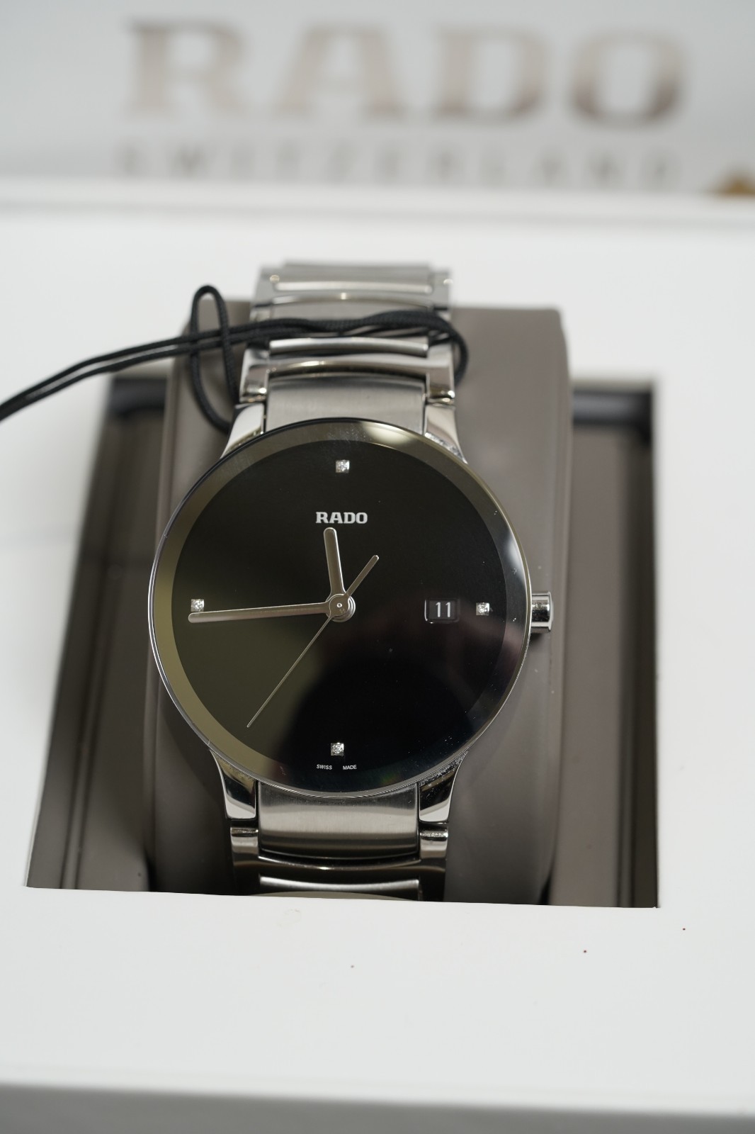 Rado Centrix Diamonds Quartz 38mm Black Dial R30927713 Box & Papers