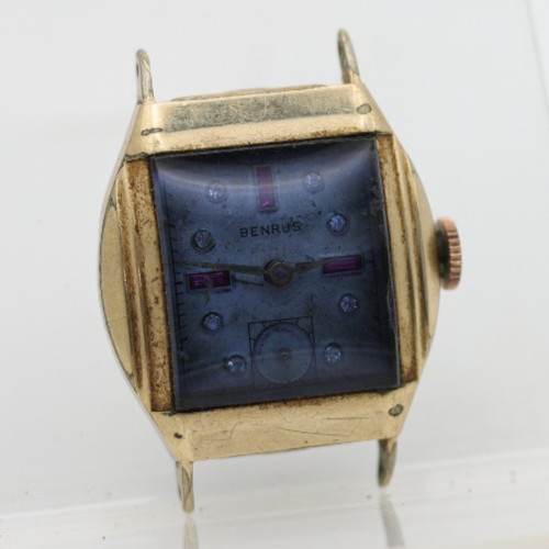 BENRUS DIAMOND RUBY DIAL TANK WRIST WATCH MODEL CW 2, ETA 1260 FOR REPAIR (IB)
