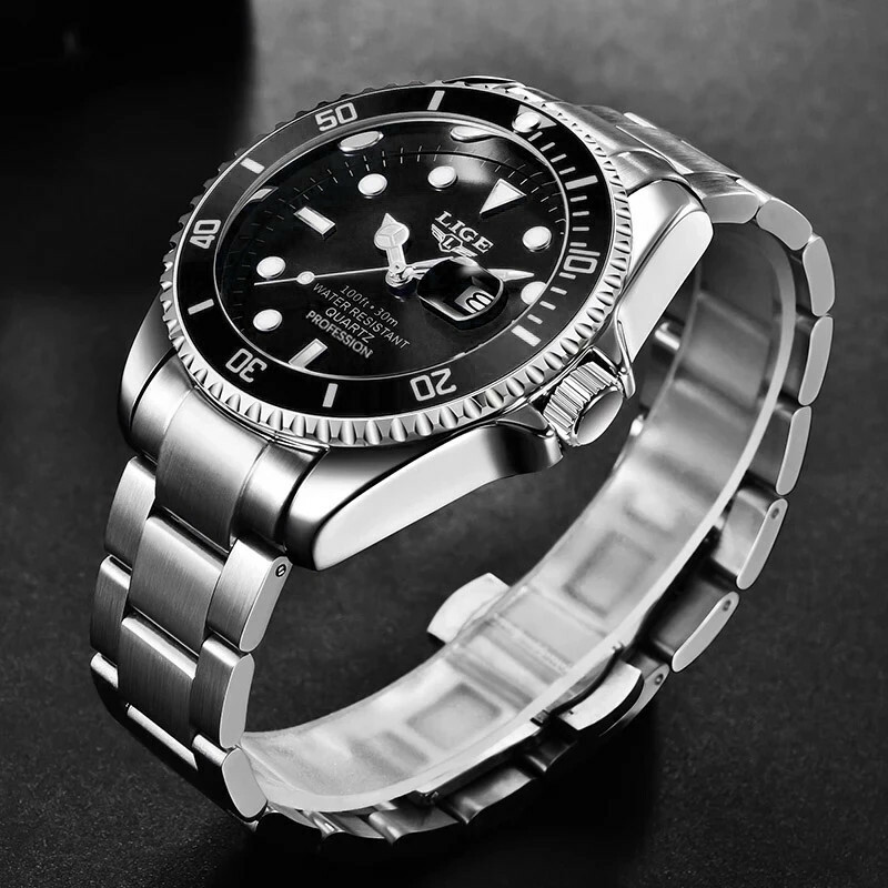 LIGE Mens Watch Fashion Brand Luminous Steel Wristwatch Business Male Watches