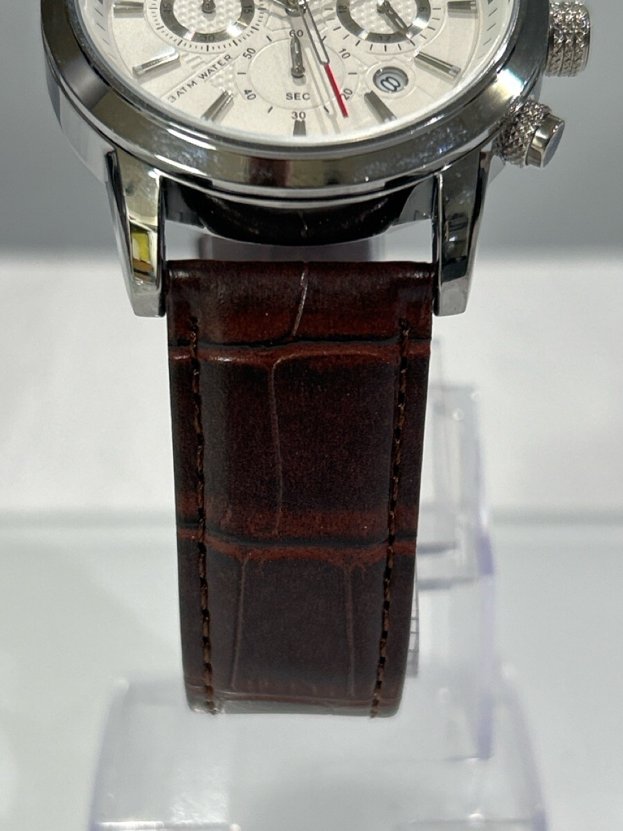 LIGE 1853 Dream White Dial, 3 Sub Chrono Stainless on Brown Leather (NJL028911)