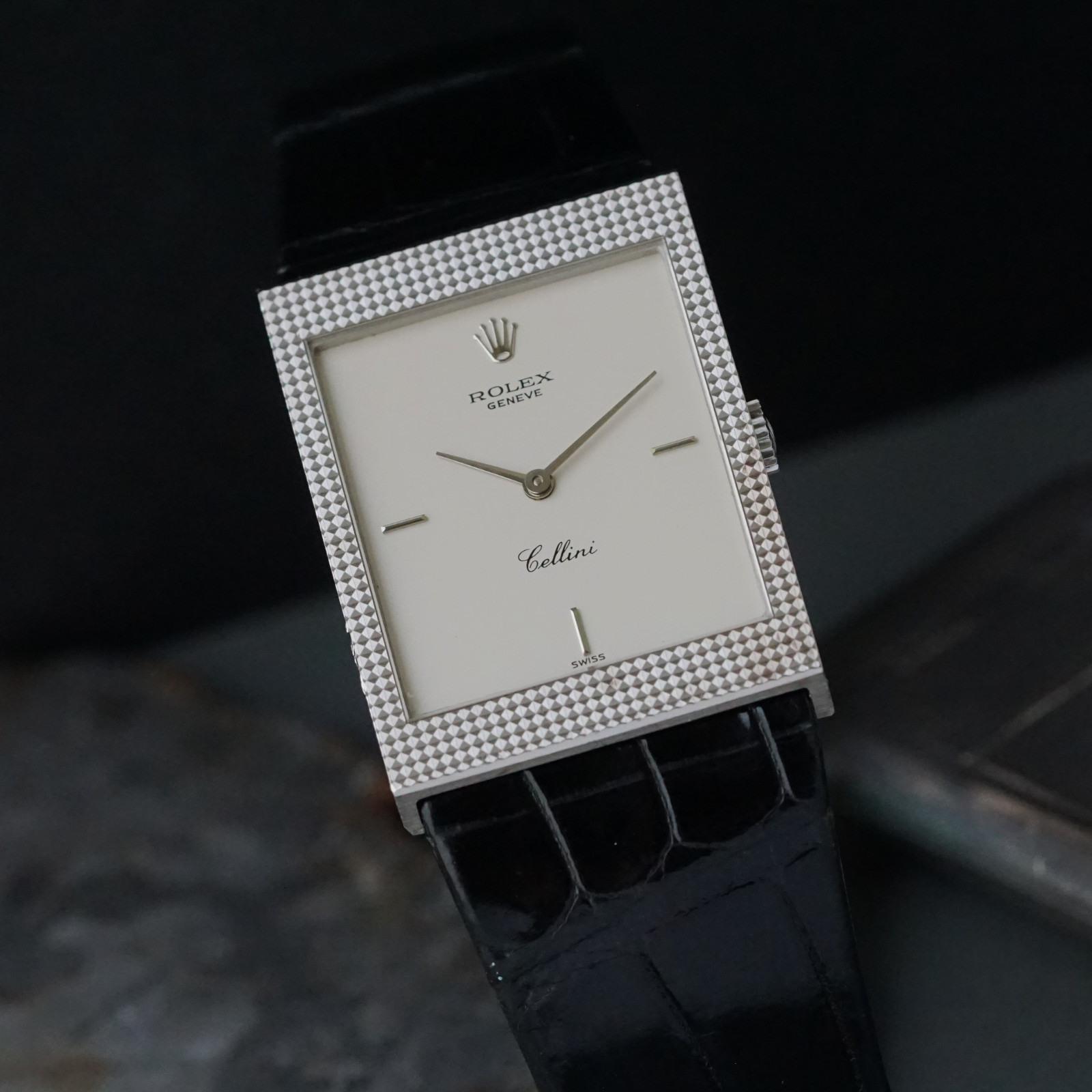 Rolex Cellini Ref. 4127 Hobnail 18k White Gold Manual Wind 1995