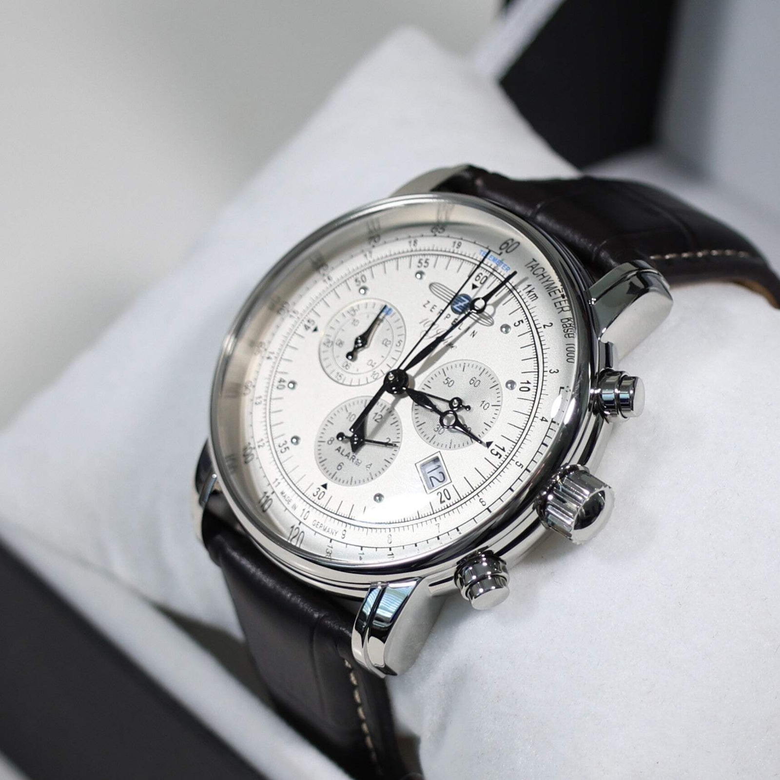 Zeppelin 100th Anniversary Men’s Chronograph Silver Dial Quartz Watch 7680-1