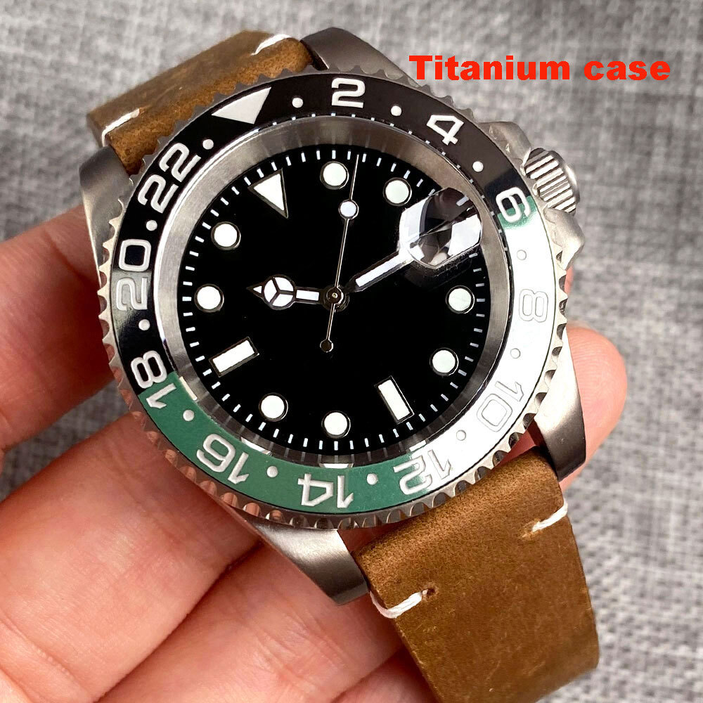 40mm Titanium Sapphire Glass Japan NH35 Automatic Mens Watch 20ATM Date Luminous