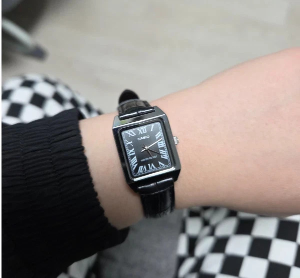 Casio Classic Square Tank Watch LTP-V007L-1B Black Dial Roman Numerals New