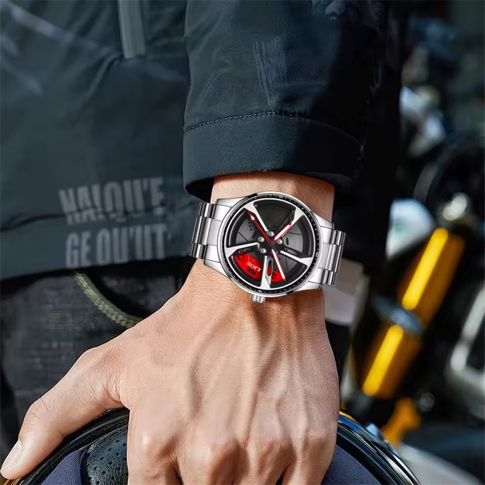 LIGE Men Watch Full Steel Rotating Wheel Wristwatch Fashion Male Business Watch