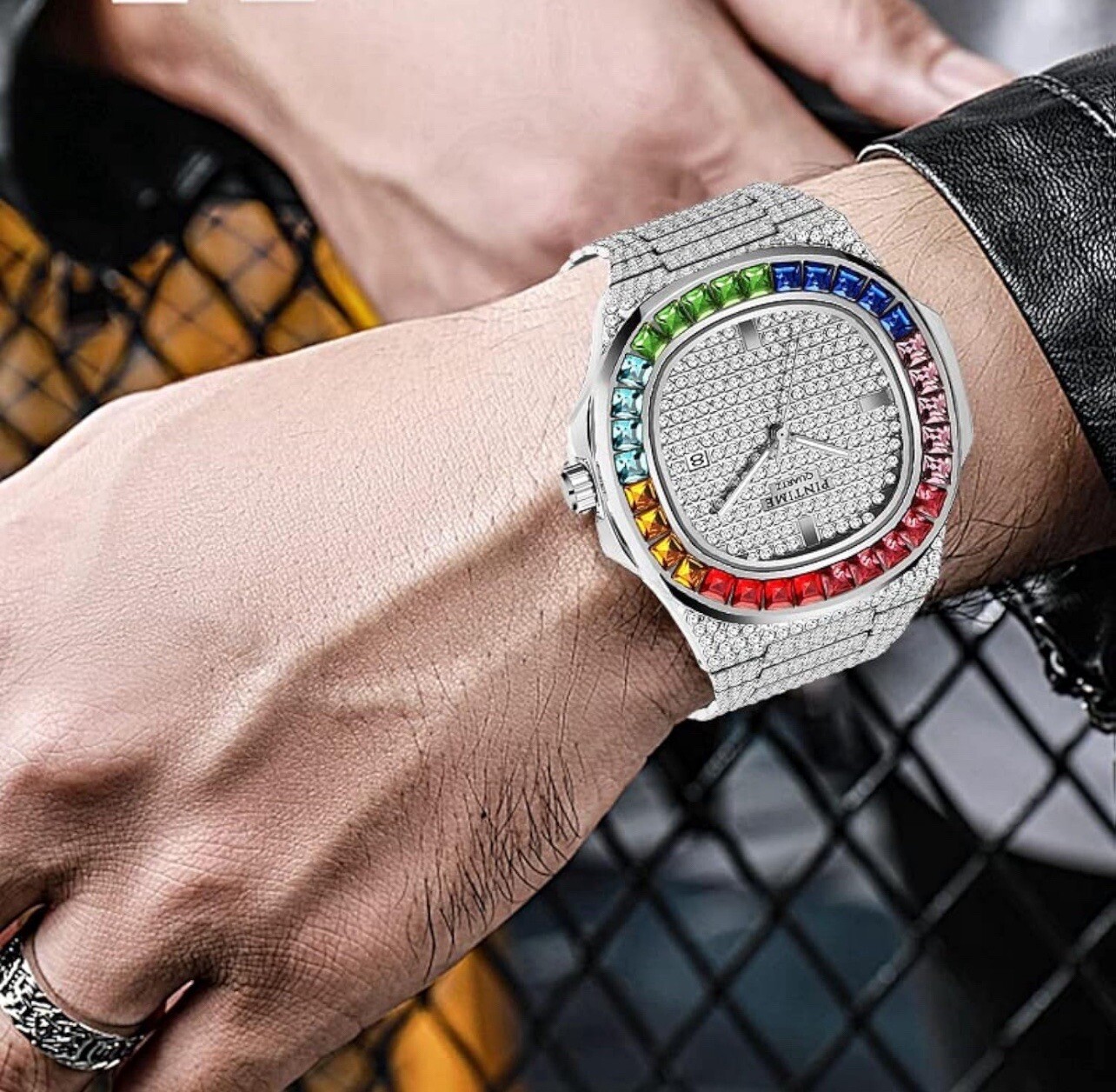 Multi Colored Iced Out Watch | Rainbow