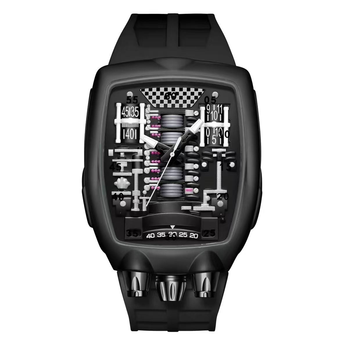 Skeleton V16 Engine Watch Men Mechanical Retro Racing Sport
