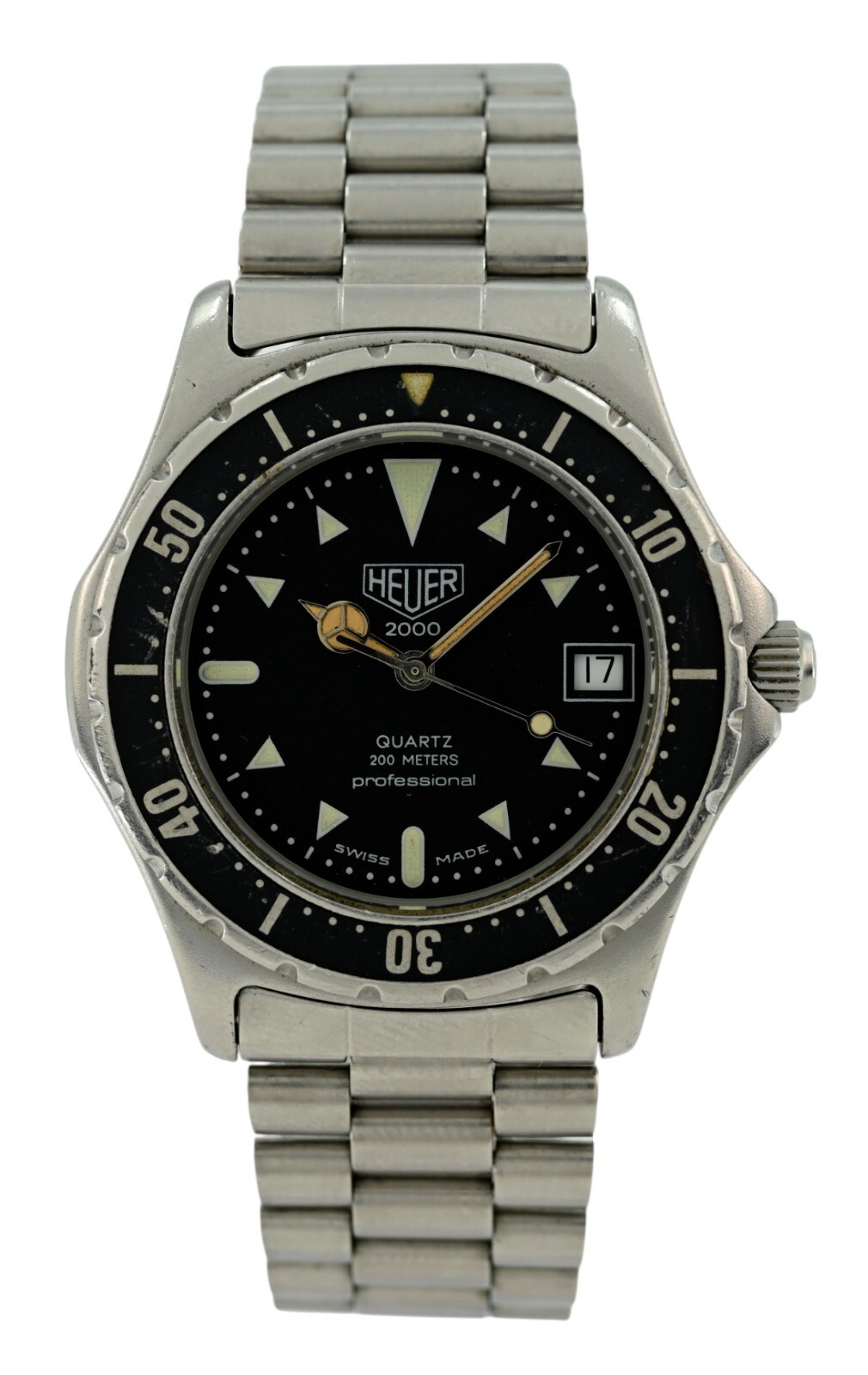 Heuer (Pre-Tag) Men’s 37mm Professional 2000 Series Black Dial Watch Ref 973.006