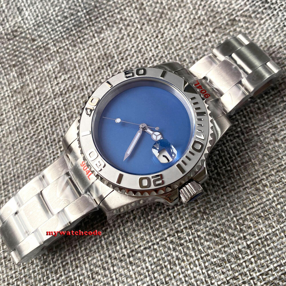 40mm Bliger Blank Black White Blue dial NH35 Automatic Mens Watch Sapphire glass