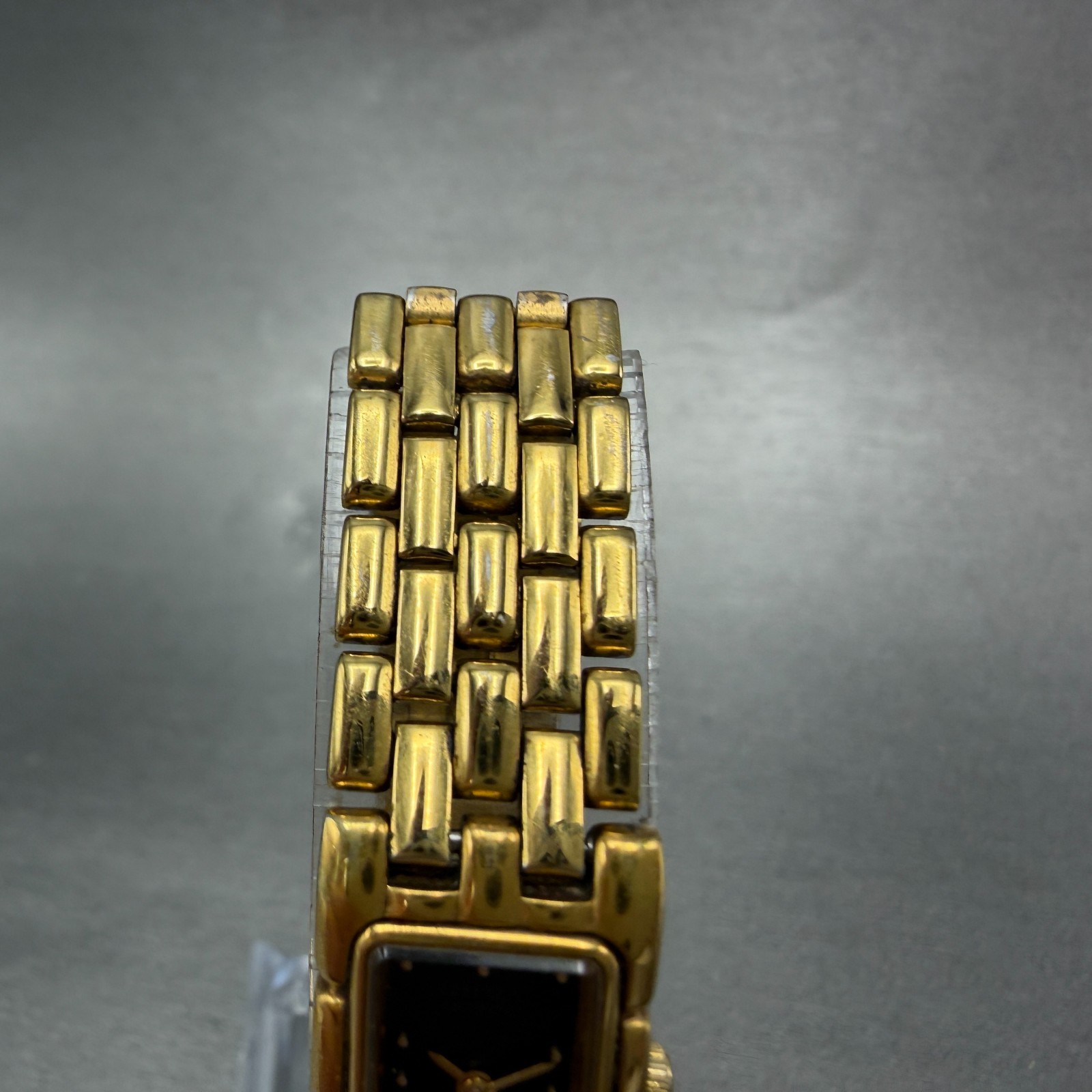 Citizen CQ Tank Watch Women 14mm Black Dial Gold Tone Rectangle New Battery VTG7