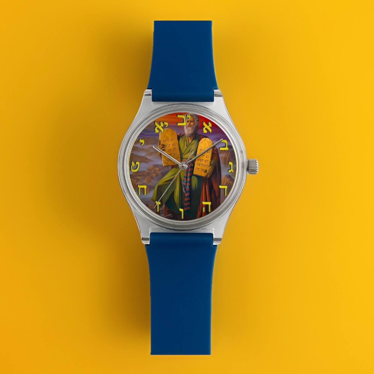 Moses Ten Commandments Bible Jewish Hebrew Judaica Wristwatch Wrist Watch