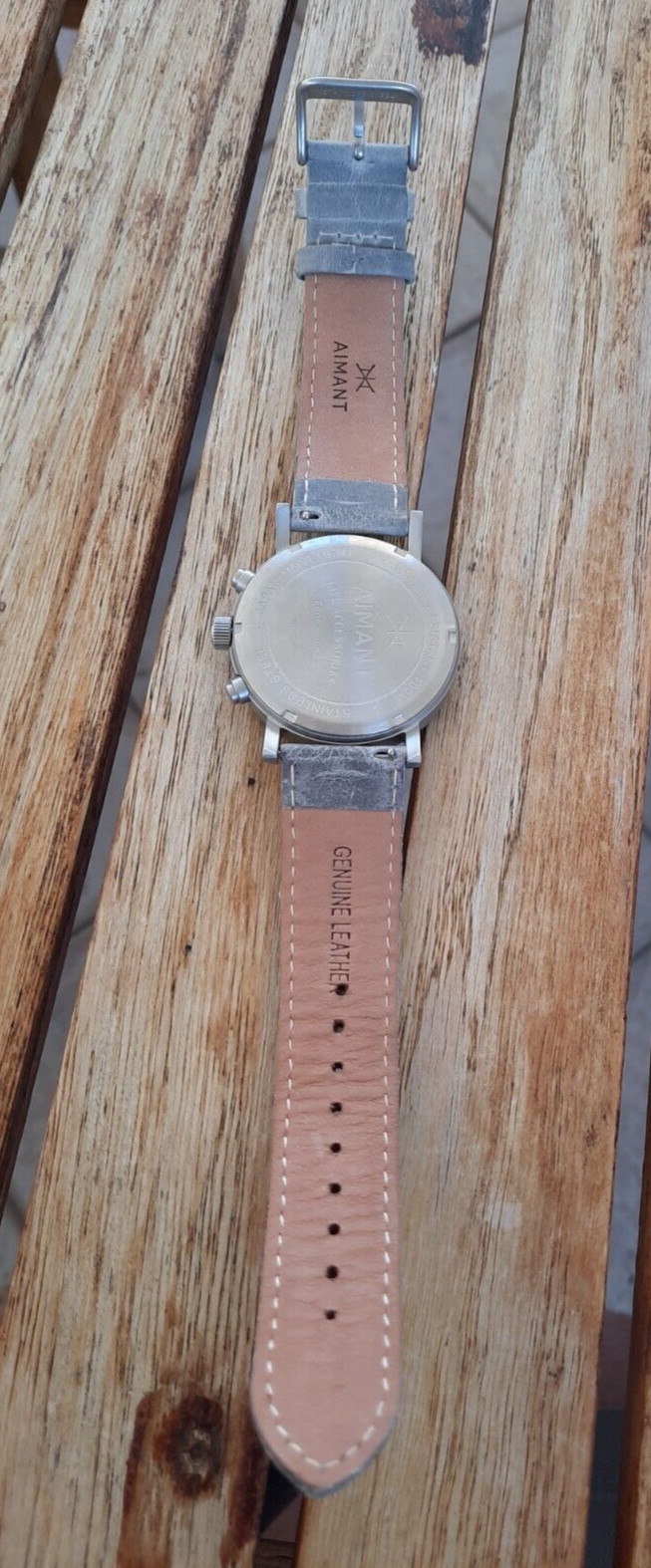 Aimant Earth Tokyo Gray Silver Chronograph Quartz 42 mm w Gray Leather Unisex
